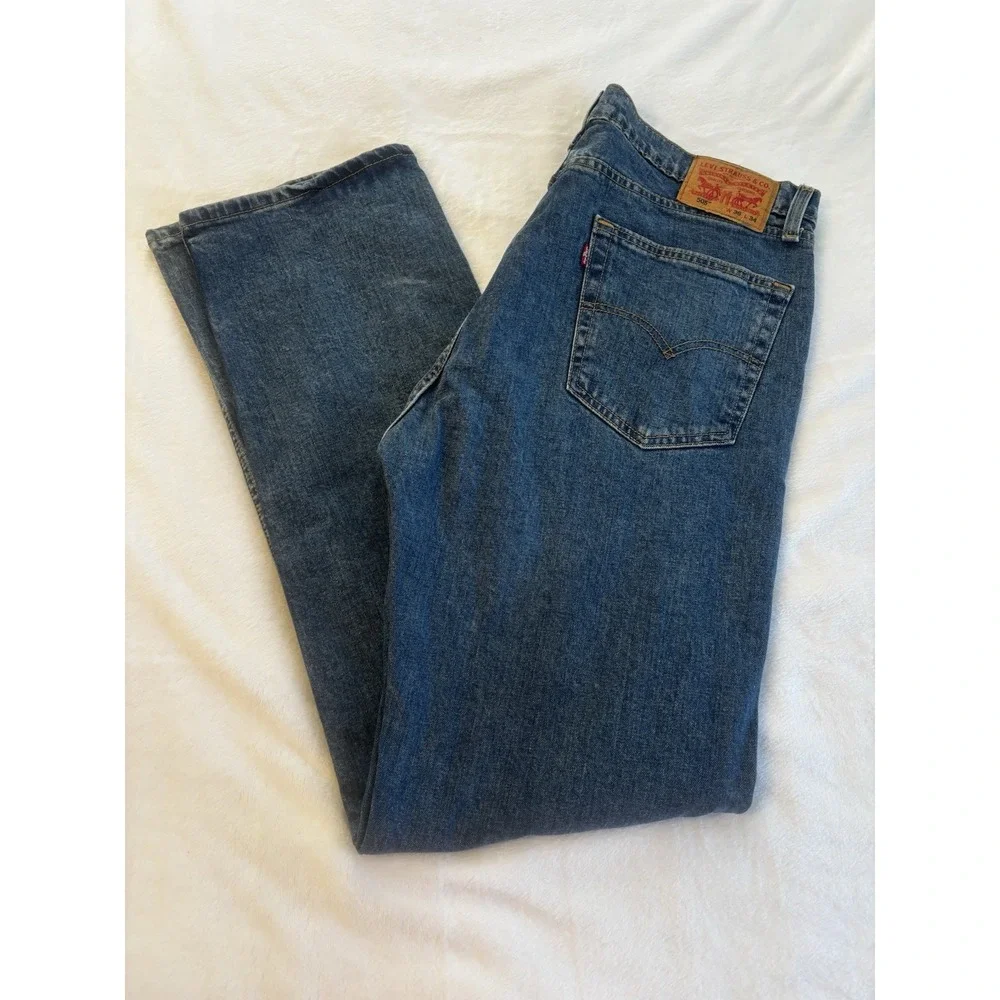 Levis 505‎ Jeans Mens 38x34 Blue Medium Wash Stretch Straight Denim Workwear
